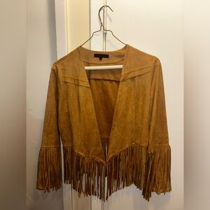 Hot + Delicious Suede Fringe Blazer